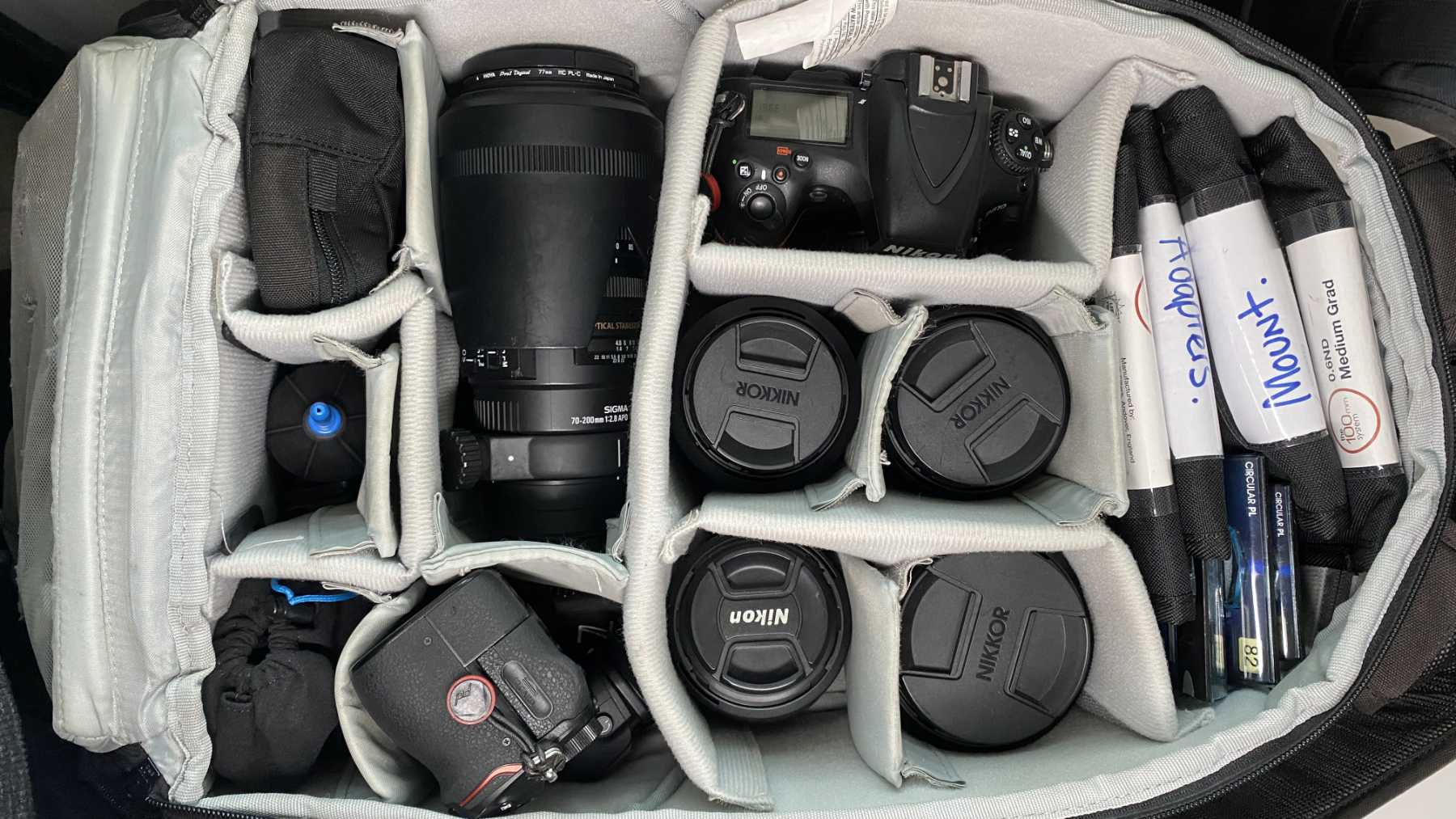 camera lens bag - car photography