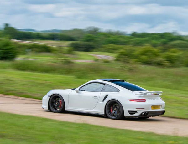 White Porsche On The Handling Circuit At Millbrook Proving Ground