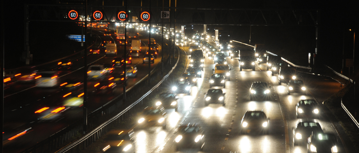 Traffic At Night On UK Motorway