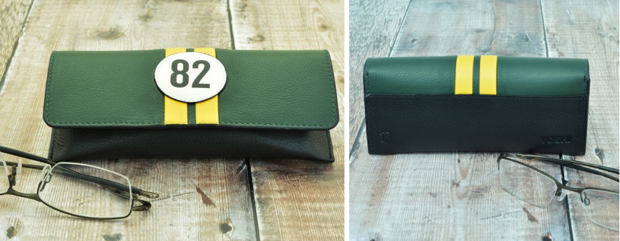 82 racing green stripes glasses case