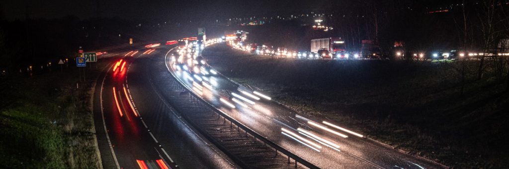 Dual carriageway at night - UK Roads