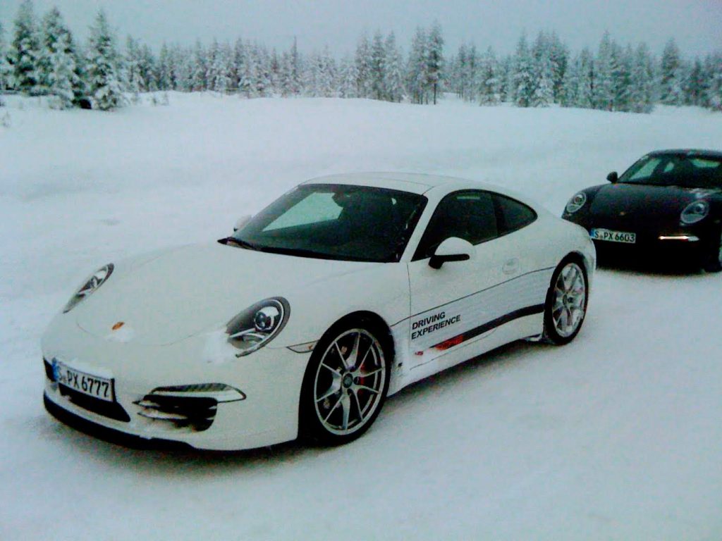 White porsche ice driving experience